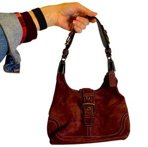 Vintage Coach suede hobo in oxblood